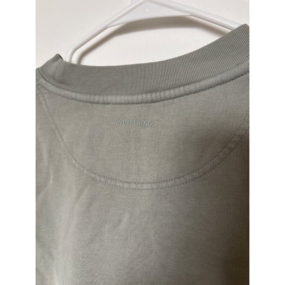 Anine Bing Womens Green Crewneck Sweatshirt With Satin "BING" Logo, new with tag - Picture 8 of 8